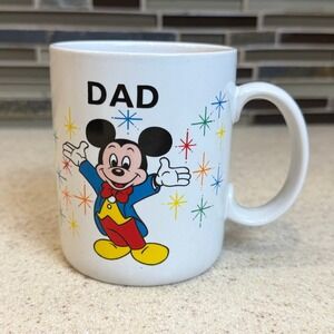 Vintage 1980s Mickey Mouse Dad Coffee Mug Walt Disney World Epcot Castle 12oz